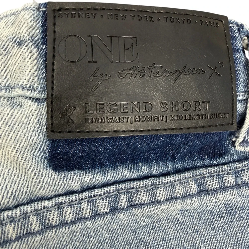 One Teaspoon Legends‎ Shorts 26 Distressed High Rise Raw Hem Jeans Mid Length